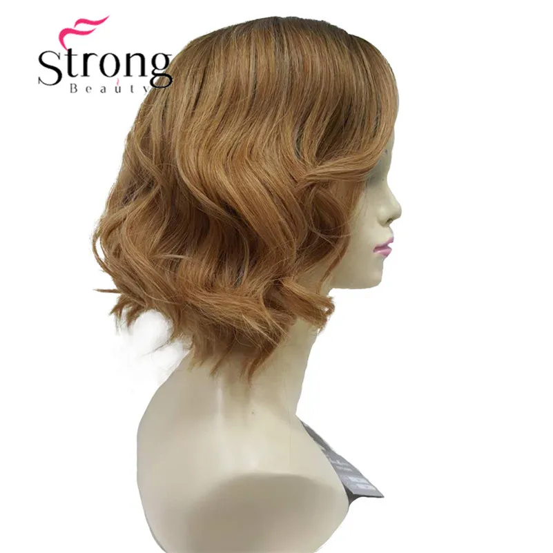 StrongBeauty короткий черный/коричневый Омбре Боб, боковая часть, без челки полный синтетический парик выбор цвета