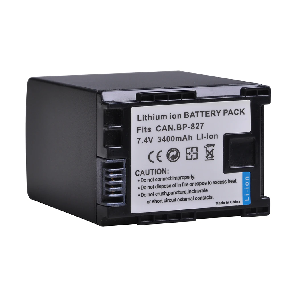 Аккумулятор BP827, 2 шт., 3400 мА · ч, 2 шт., зарядное устройство с двумя USB-разъемами для Canon VIXIA HF21, HF200, HG31, XA10, HF20, HF10, HF100, HF100E, HG20, HG21, HF11 (art.: 7ada6ed3a) - 7ada6ed3a