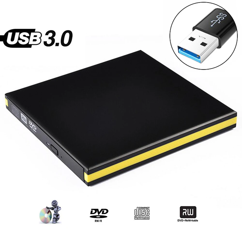 USB 3,0 DVD горелка Проигрыватель DVD ROM Внешний Оптический привод CD/DVD RW записывающее устройство Portatil диски для Acer Dell Универсальный asus