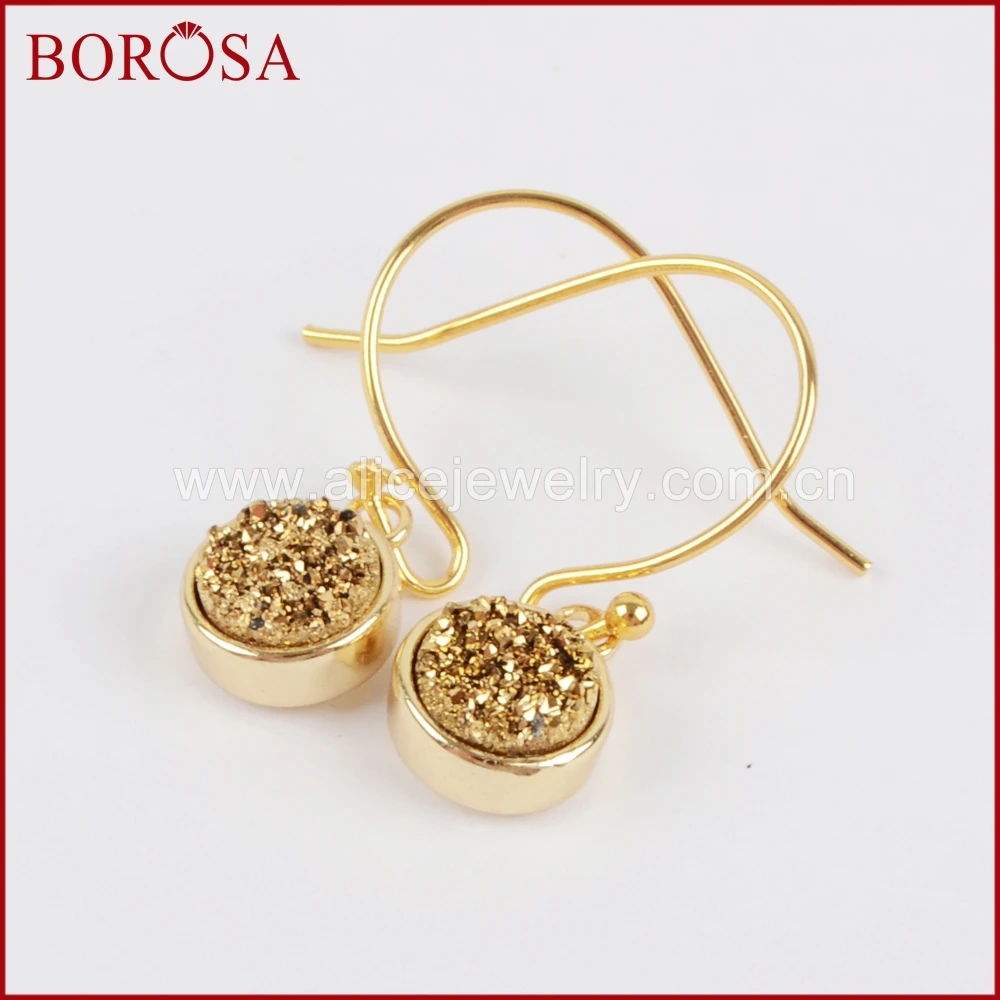Женские серьги-капельки BOROSA круглые серьги с золотым ободком из титана радужной