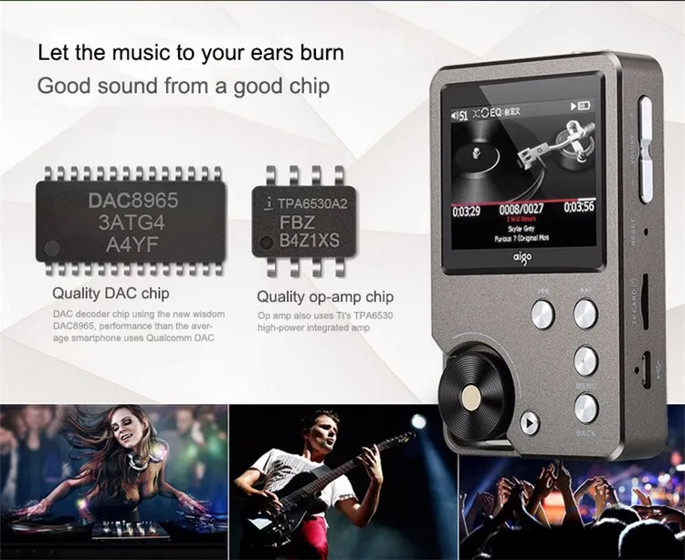 Новое обновление Aigo MP3-105PLUS Hi-res без потерь HIFI музыкальный плеер MP3 FLAC плеер портативный MP3 плеер мини плеер с экраном