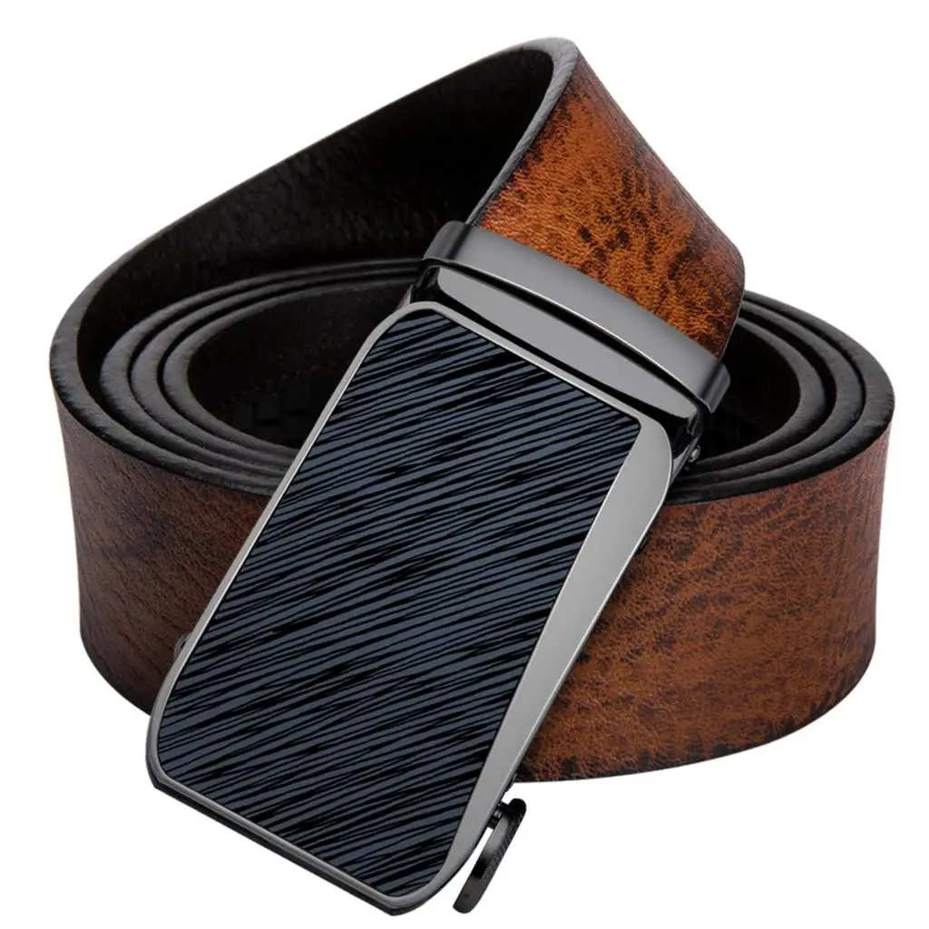 0043-DG-C Hi-Tie Повседневный дизайнерский коричневый кожаный ремень, мужской ремень из натуральной кожи с автоматической пряжкой для джинсов, мужской свадебный ремень для брюк - Цвет: 0043-DG-C