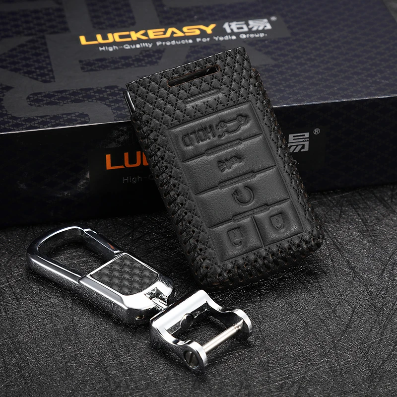 

leather key cover fit for CADILLAC CTS XTS DTS Remote Key Case Entry Fob 5 Buttons key3