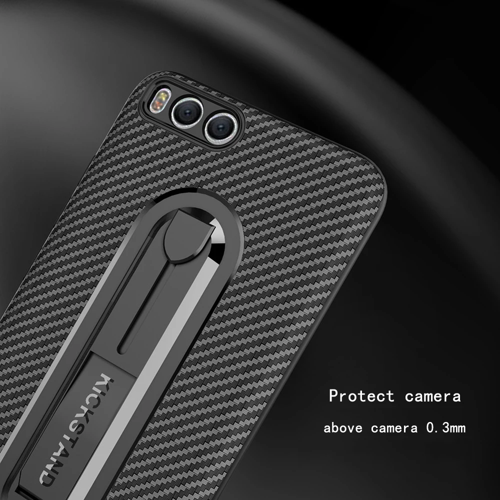 Soft TPU Cover for Xiaomi 6 Case 5X Note 3 Invisible Stand For Redmi 6A 4X 5A 4 Back Carbon Fiber Capa |