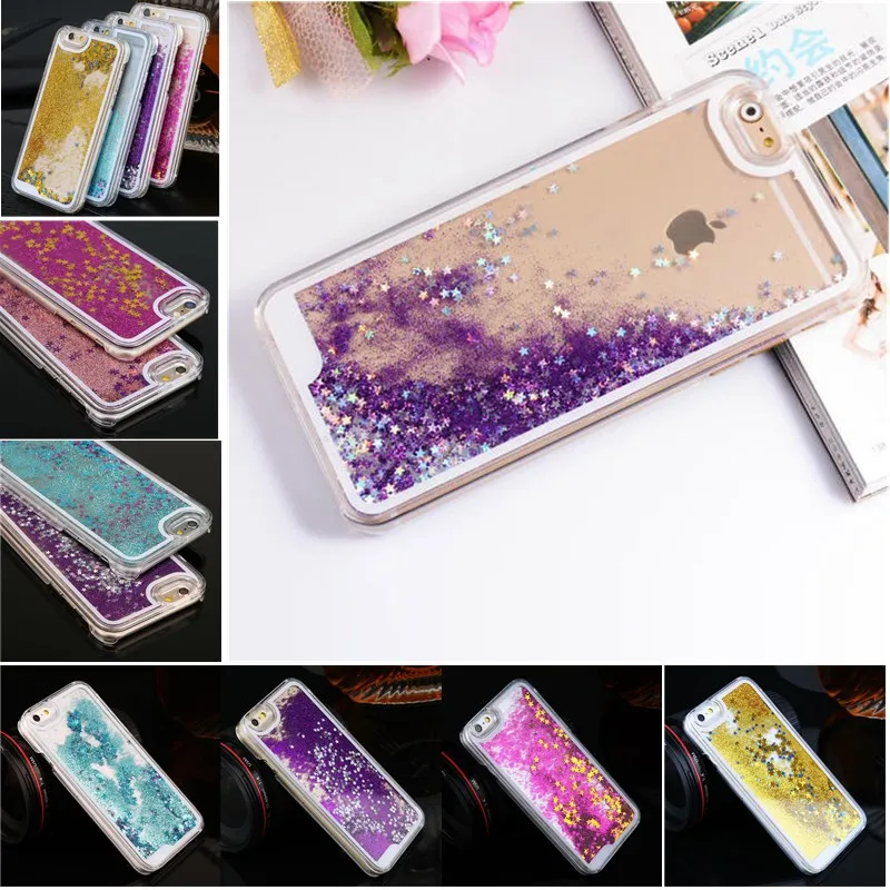 Case For iPhone 5S Back cover Bling Glitter Shining Hard PC Cases for Iphone 6S 6 7 8 SE Dynamic Quicksand Liquid Celular |