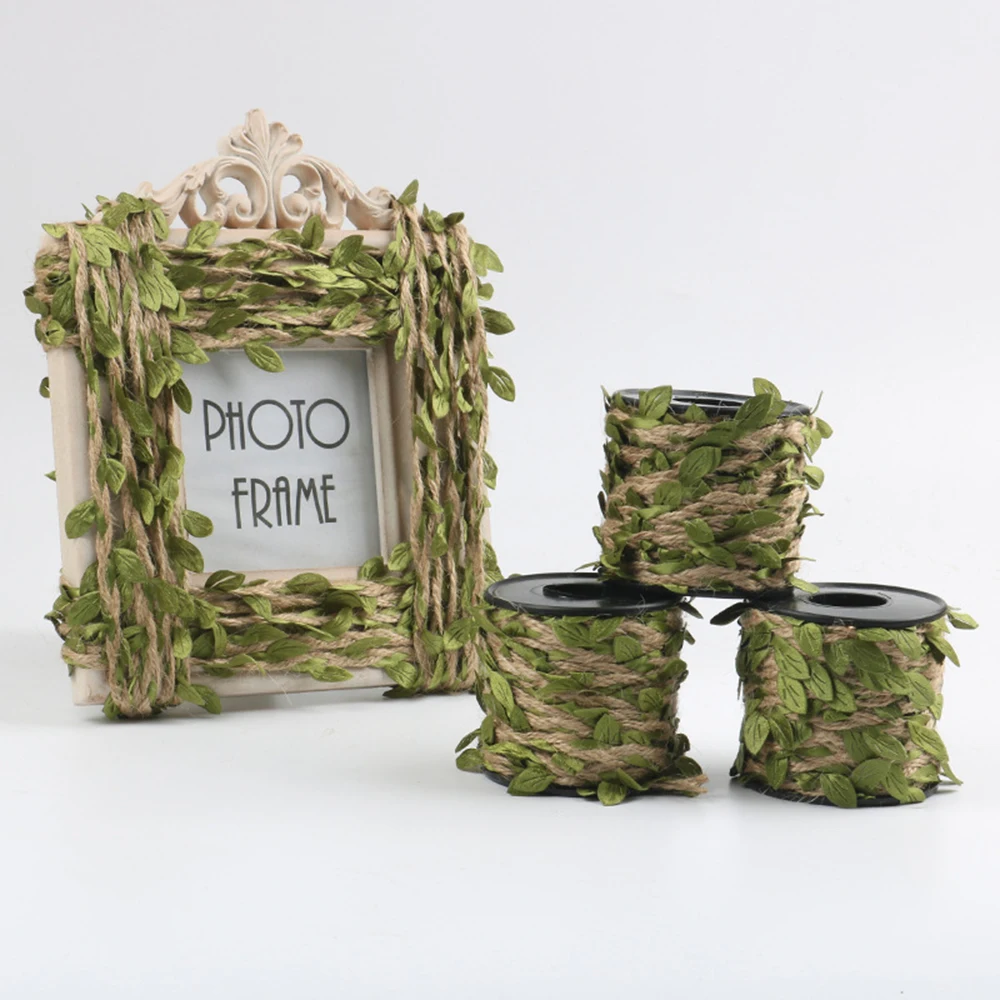 10 м/лот имитация листьев и пеньковой веревки натуральный джутовый шпагат из