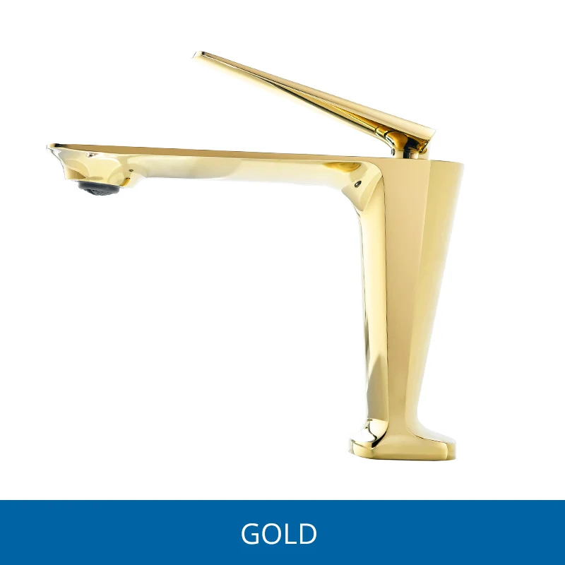 Gold Fapully смесители для раковины с одной ручкой, золотой, черный, для горячей и холодной воды, керамическая катушка, смеситель для ванной комнаты, латунный кран для раковины, краны 1091 - Цвет: Gold