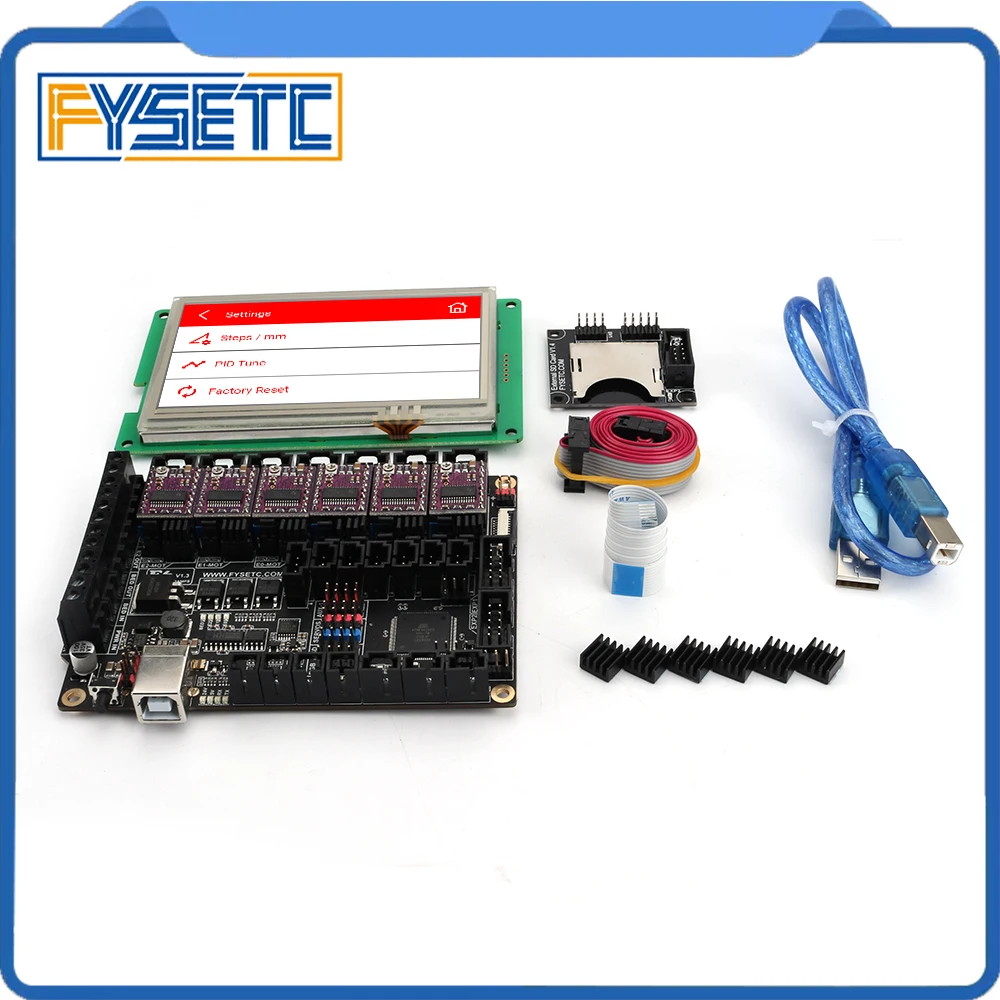 FYSETC F6 V1.3 материнская плата все-в-одном+ 4," сенсорный экран 4,3 дюймов дисплей с sd-ридером+ 6 шт. DRV8825 Драйвер шагового двигателя