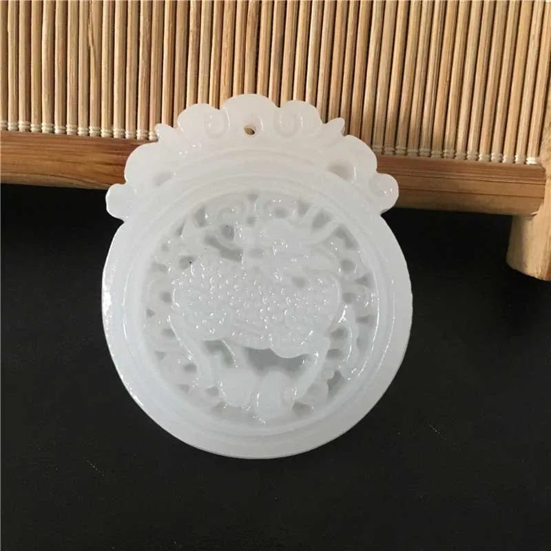 Из природного афганского подвеска белый камень ожерелье 3D ручной работы резной