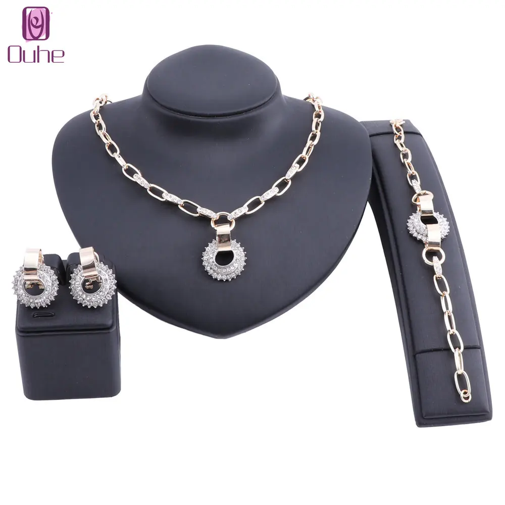 

Fashion Crystal Wedding Jewelry Sets for Women Brides Party Costume Jewellery Luxury Bridal Necklace Earrings Bracelet Sets