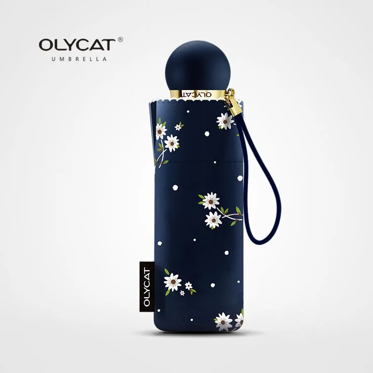 dark blue Новая мода пять складной зонтик для женщин солнцезащитный крем анти УФ черное покрытие летние солнцезащитные зонты маленький Paraguas подарок для девочек - Цвет: dark blue