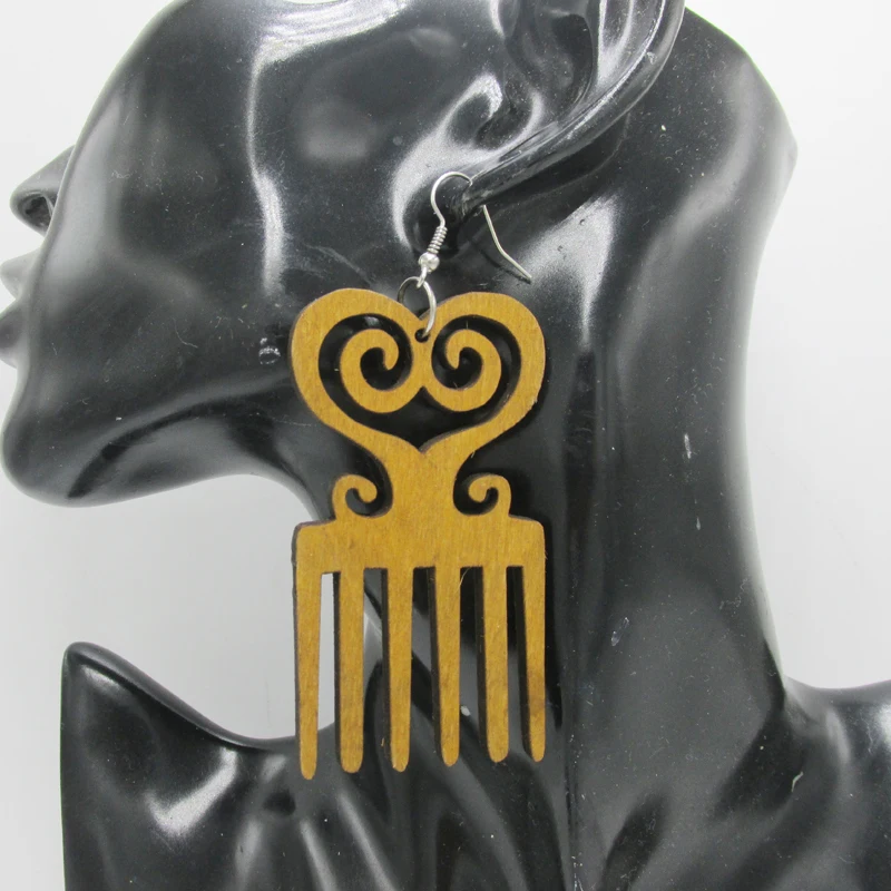 Бесплатная доставка! Деревянные серьги Adinkra Pick | Украшения и аксессуары