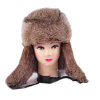 new menswomens 100 real rabbit fur warm hatrussian bombers guard cheek hat cap free shipping fast delivery gift