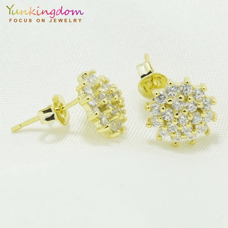 Yunkingdom цветок маленькие серьги гвоздики для женщин золотой цвет модные ювелирные