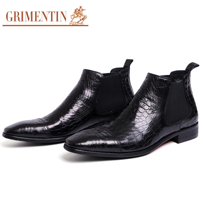 GRIMENTIN/мужские Ботильоны итальянский дизайн принт крокодила натуральная кожа