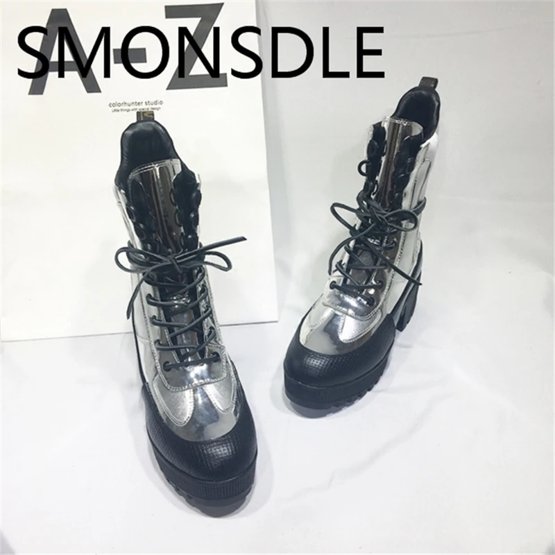 Лидер продаж 2018 года осенне зимняя женская обувь на платформе шнуровке