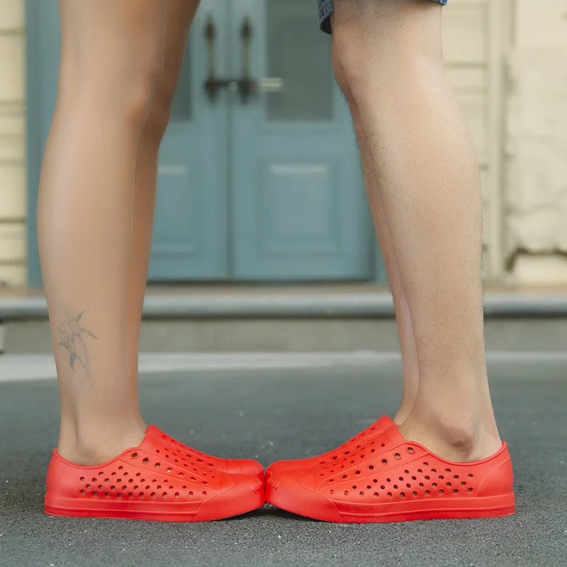 red aqua shoes l6677 Пожарная водонепроницаемая обувь новые летние мужские уличные пляжные плавательные туфли пляжная обувь мягкие быстросохнущие кроссовки прогулочная противоскользящая подошва - Цвет: red aqua shoes l6677