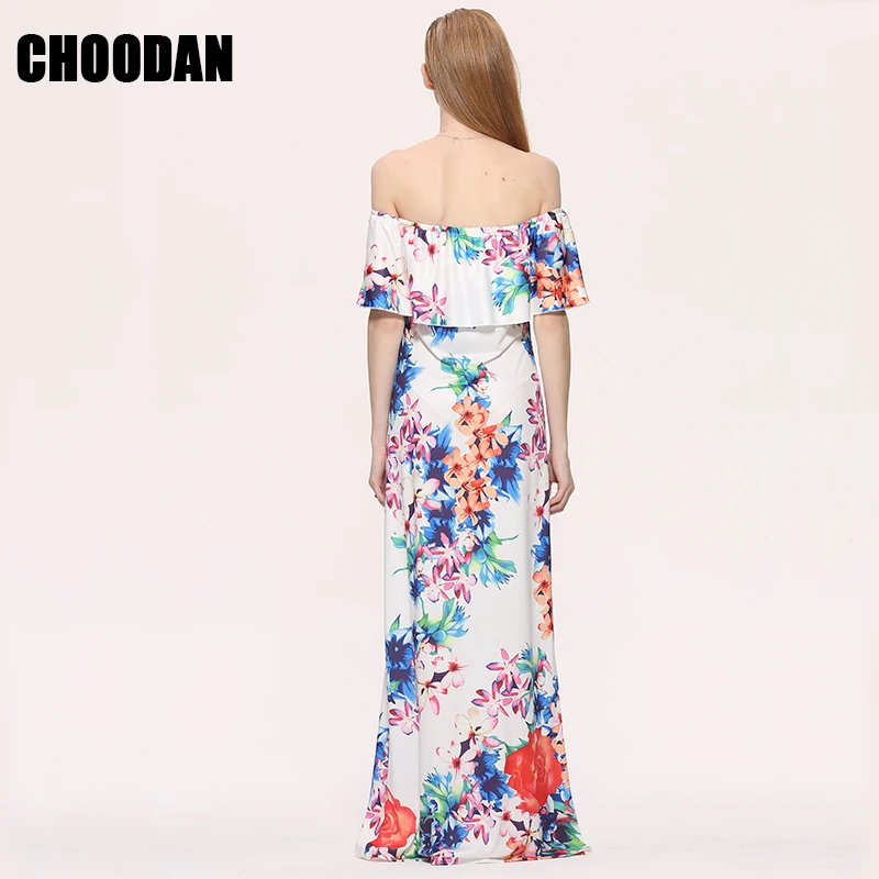 Платье женское повседневное в стиле бохо длинное платье-карандаш пол с цветочным