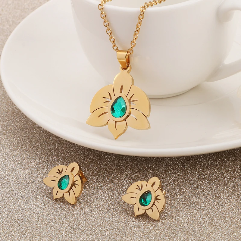 Женский ювелирный комплект из колье и серёг нержавеющей стали|Ювелирные наборы| |