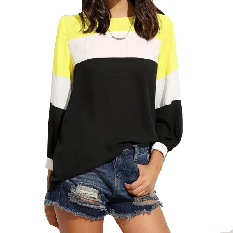 LASPERAL Chiffon Shirt Women Fashion Three Quarter Sleeve Striped Lady 2018 Spring New Blouse Shirts Female Blusa |