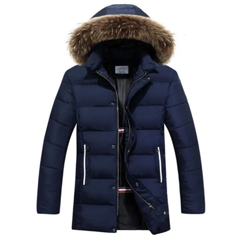 Зимняя теплая пуховая куртка с мехом енота новинка 2021 мужское толстое пальто
