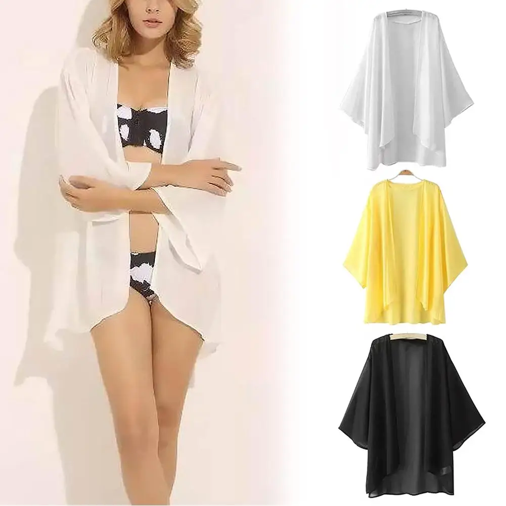 

Women's Knitted Cardigan Blouse Korean Style Ladies Summer Sun Blouse Candy Color Beach Female Fashion Tops