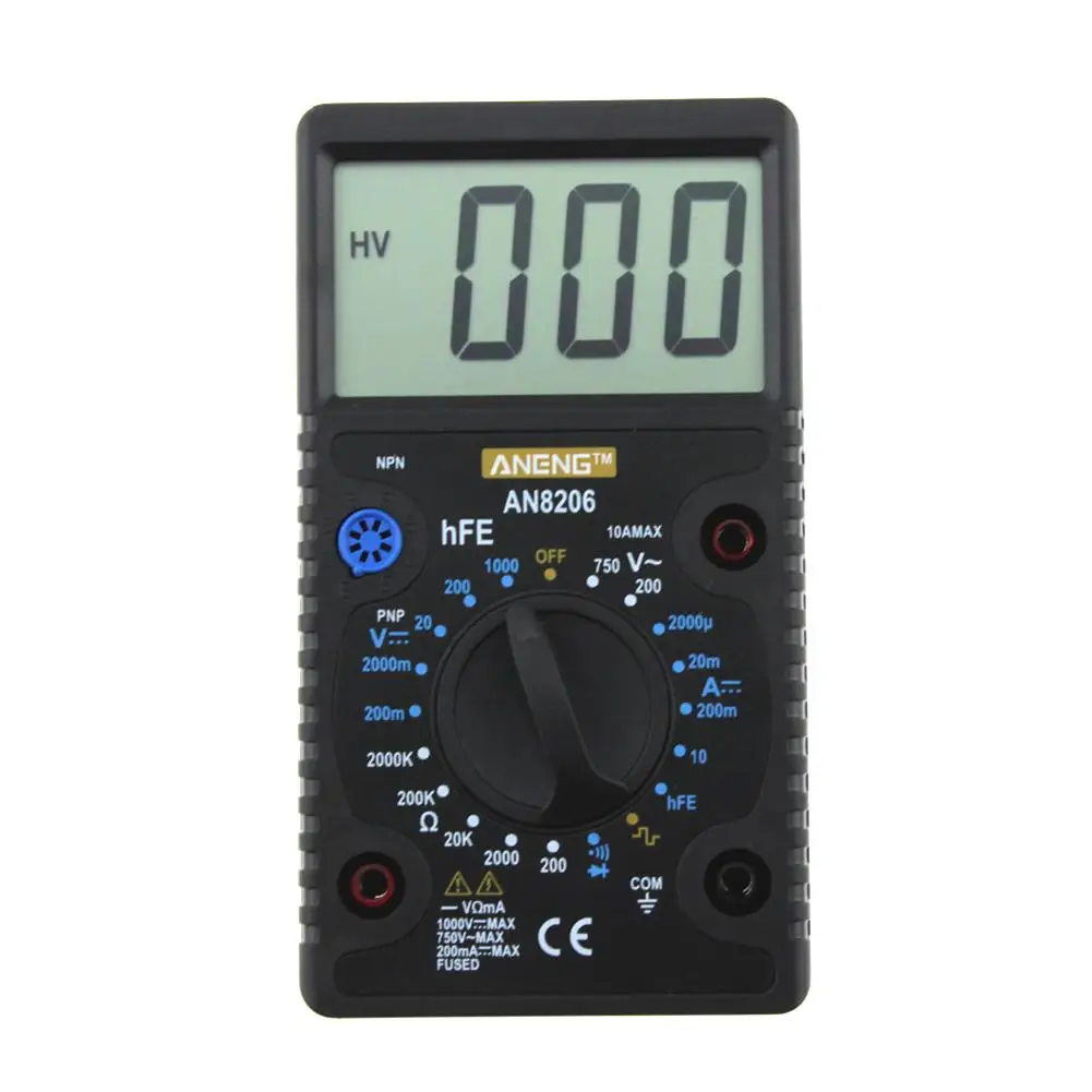 AN8206 5 Colors Mini Handheld Digital Multimeter LCD Screen Overload Protection Ampere Voltage Ohm With Tester Probe 1PC J3 | Инструменты