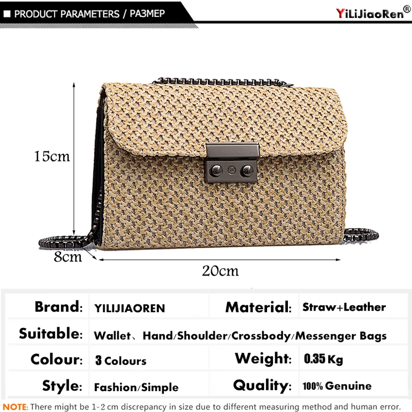 Fashion Straw Beach Bag High Quality Handmade Rattan Woven Bags for Women Brand Leather Ladies Summer Shoulder Borsa Mare | Багаж и сумки