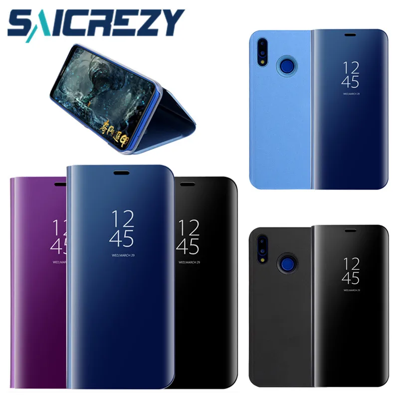 Роскошный зеркальный флип чехол для Huawei p20 pro Capa p Smart Plus с подставкой защита Nova 3e P20