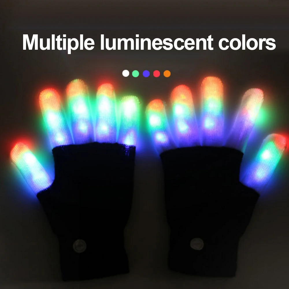 Пара Прохладный светодиодный рейв мигающие перчатки для взрослых и детей свечение светильник на кончик пальца светильник ing перчатки на Рождество и Хеллоуин; Свадебные украшения
