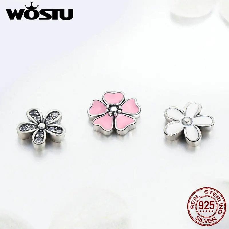 WOSTU Новое подлинное 925 пробы Серебряное поэтическое цветение Petites Charm Fit