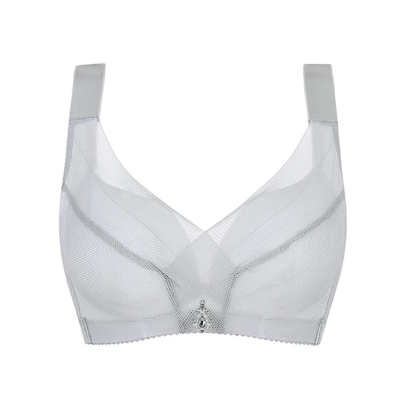 Grey Perfering плюс Размеры бюстгальтера без косточек Push Up кружевные бюстгальтеры для Для женщин минимайзер пикантные большой белье Большой Нижнее белье 3/4 C D DD - Цвет: Grey