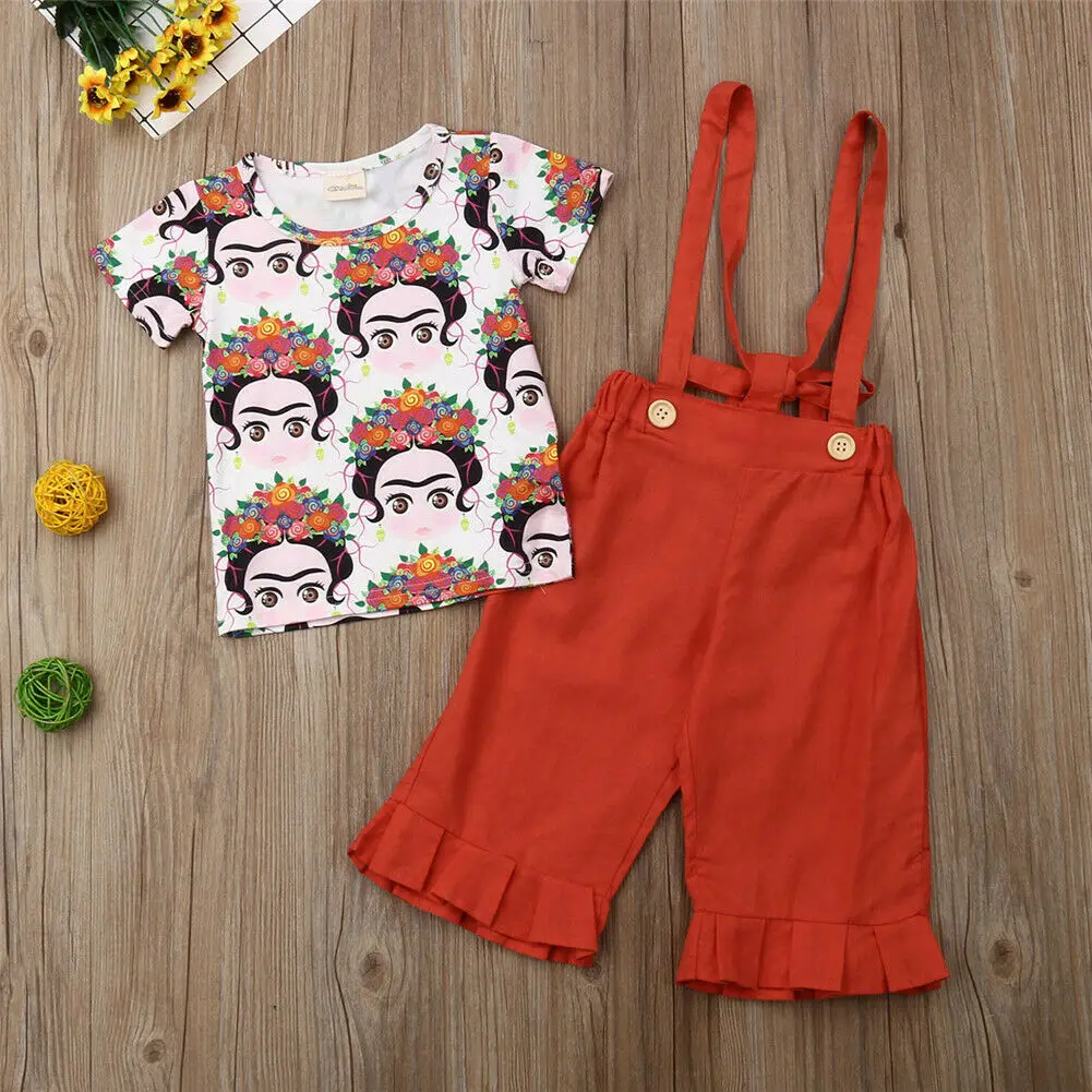 Комплект одежды из 2 предметов для маленьких девочек футболка с короткими