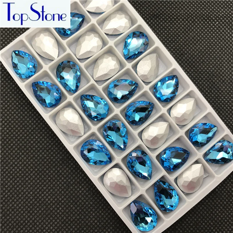 Аквамарин цвет стеклянный кристалл в форме слезы остроконечные Стразы 5x8 6x10 8x13