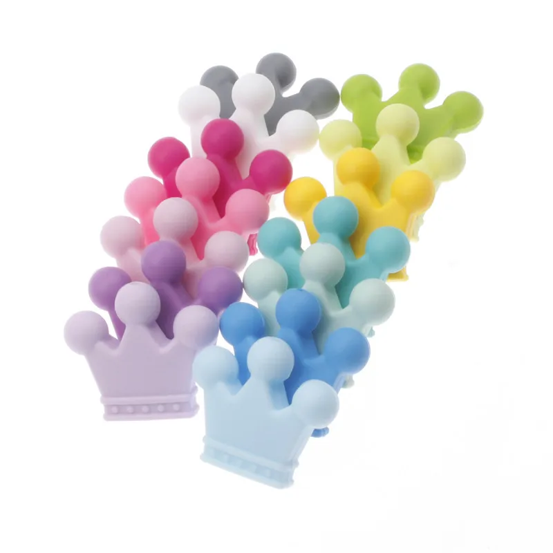 30 piezas corona cuentas de silicona Bpa libre Diy beb&eacute; masticado corona mordedor COLLAR COLGANTE de calidad alimentaria enfermer&iacute;a regalo juguetes fabricaci&oacute;n-1