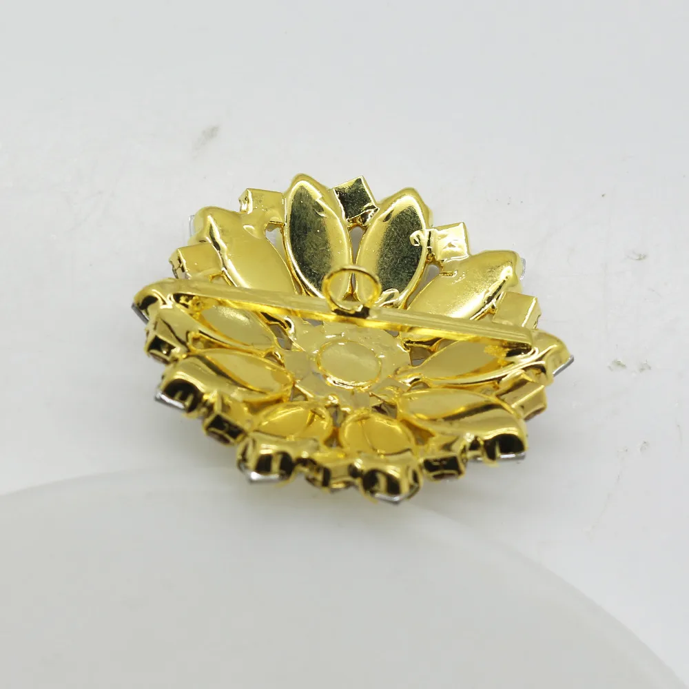 3 шт./лот 40 мм пуговицы со стразами и кристаллами Золотые декоративные с цветами