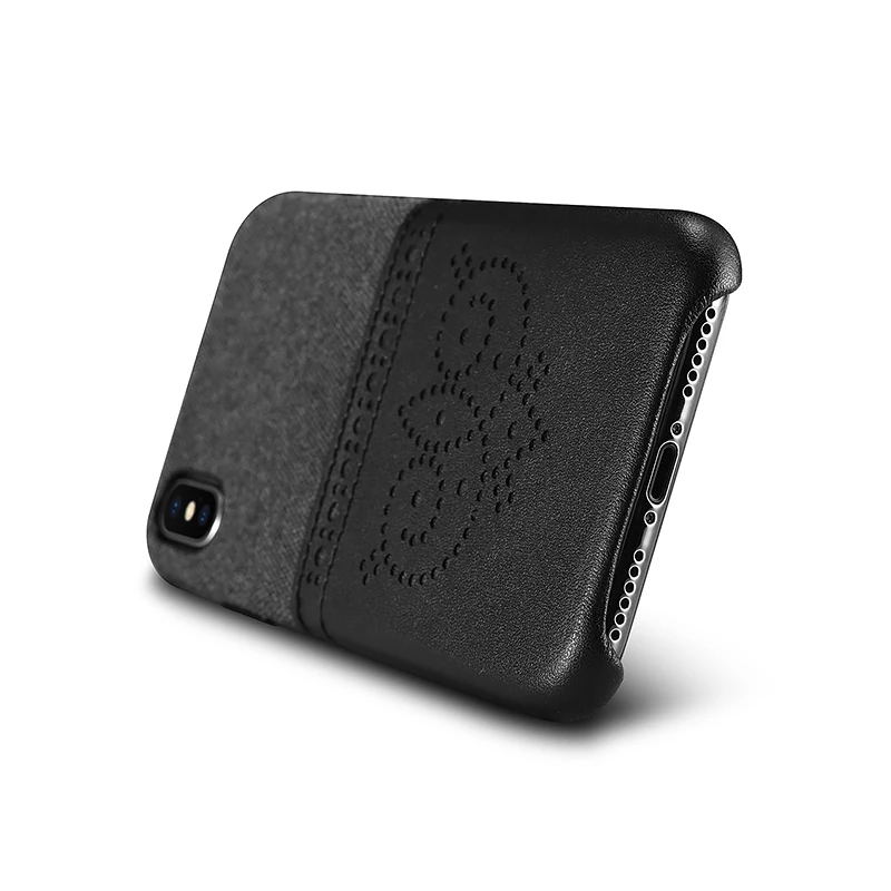 Черный оригинальный XOOMZ для IPhone X Case из искусственной кожи + Ткань телефонные