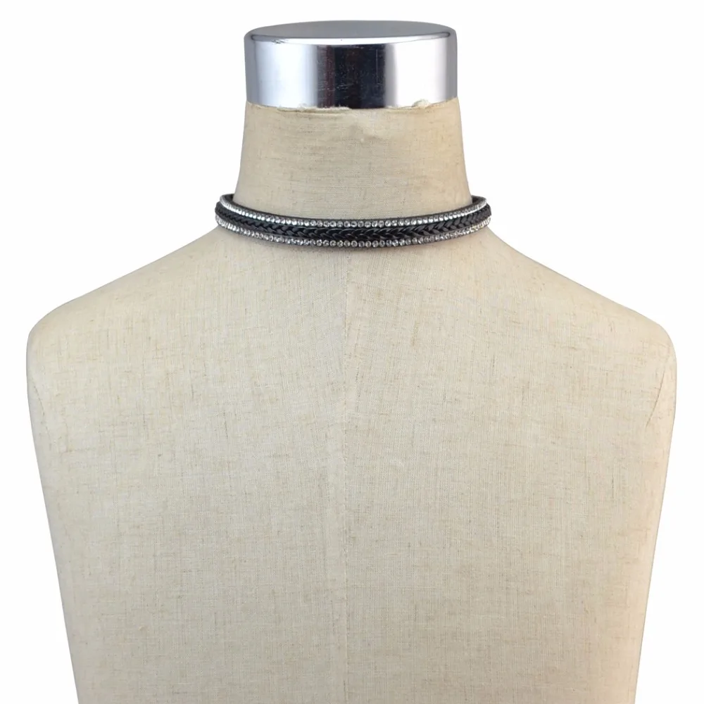 Богемное черное розовое синее коричневое бархатное кожаное ожерелье-чокер