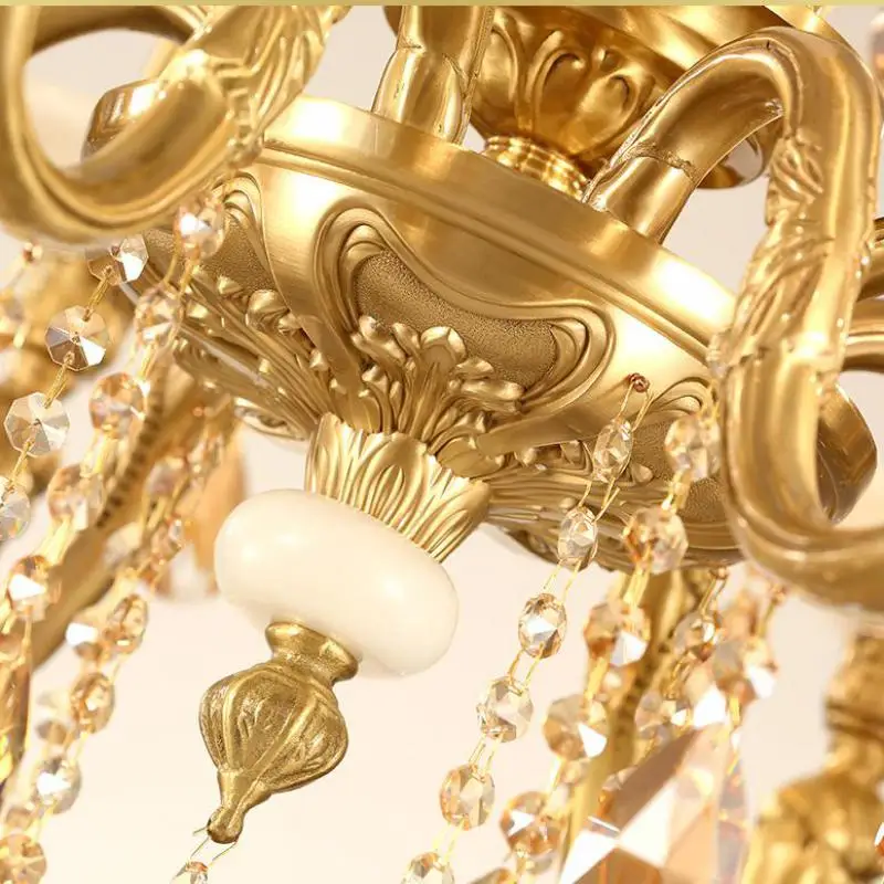 Latin American style Led Jade lamp Chandelier Crystal drop Lights sitting room Restaurant Retro hanging Copper | Лампы и освещение