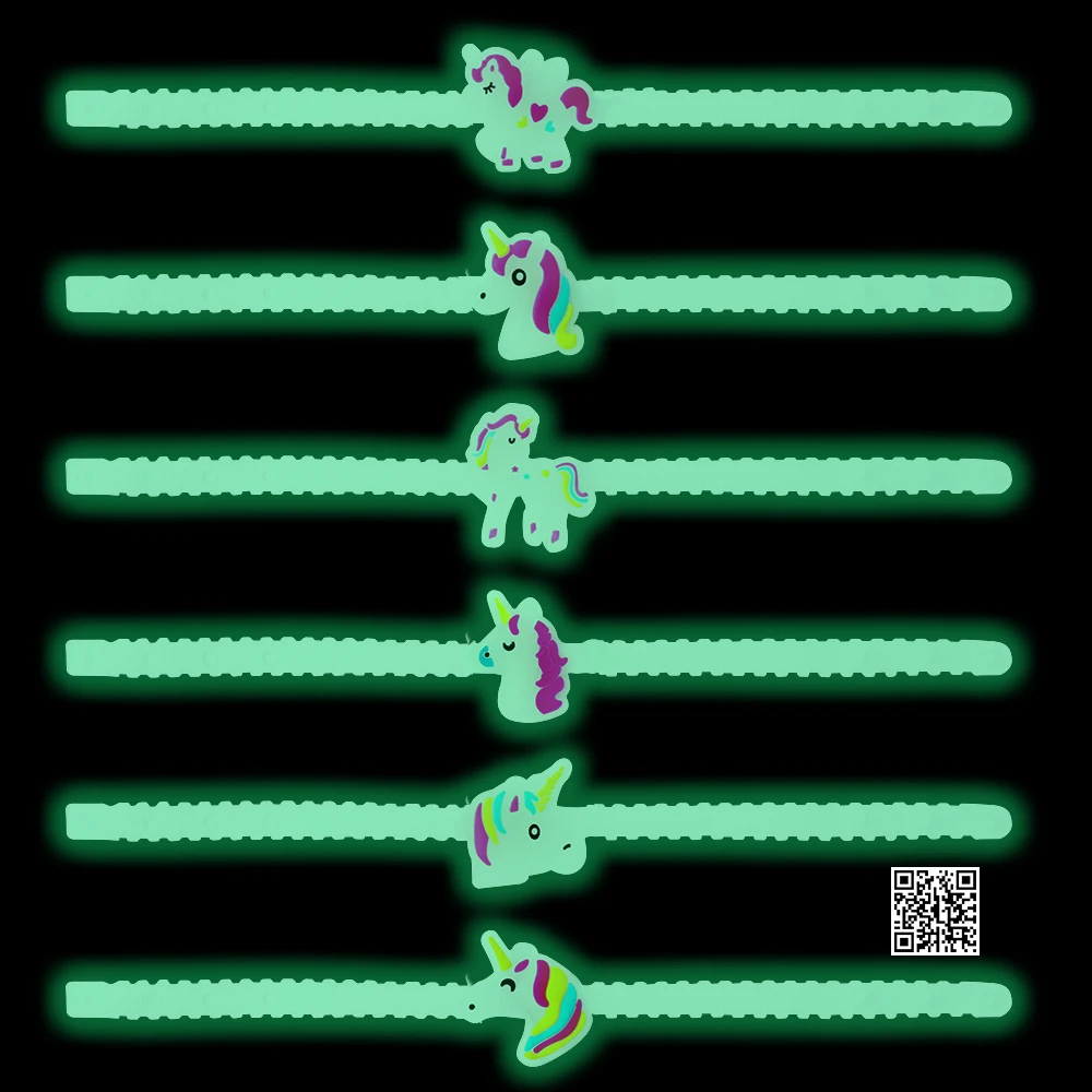 6 шт. светящиеся браслеты в виде единорога ювелирные изделия силиконовые на