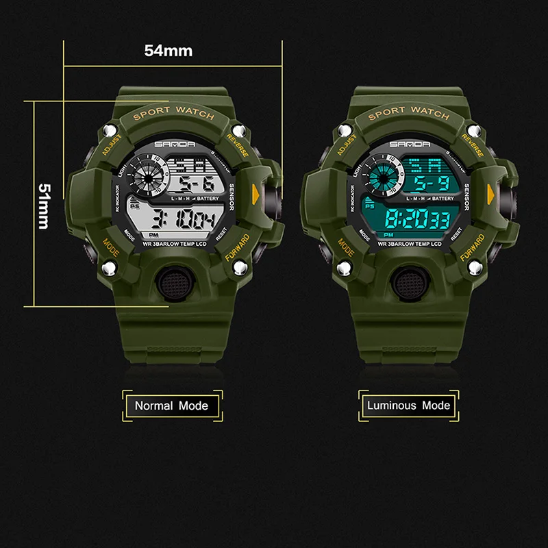 2018 Sanda цифровые наручные часы мужские G стиль шок водонепроницаемые ударопрочный