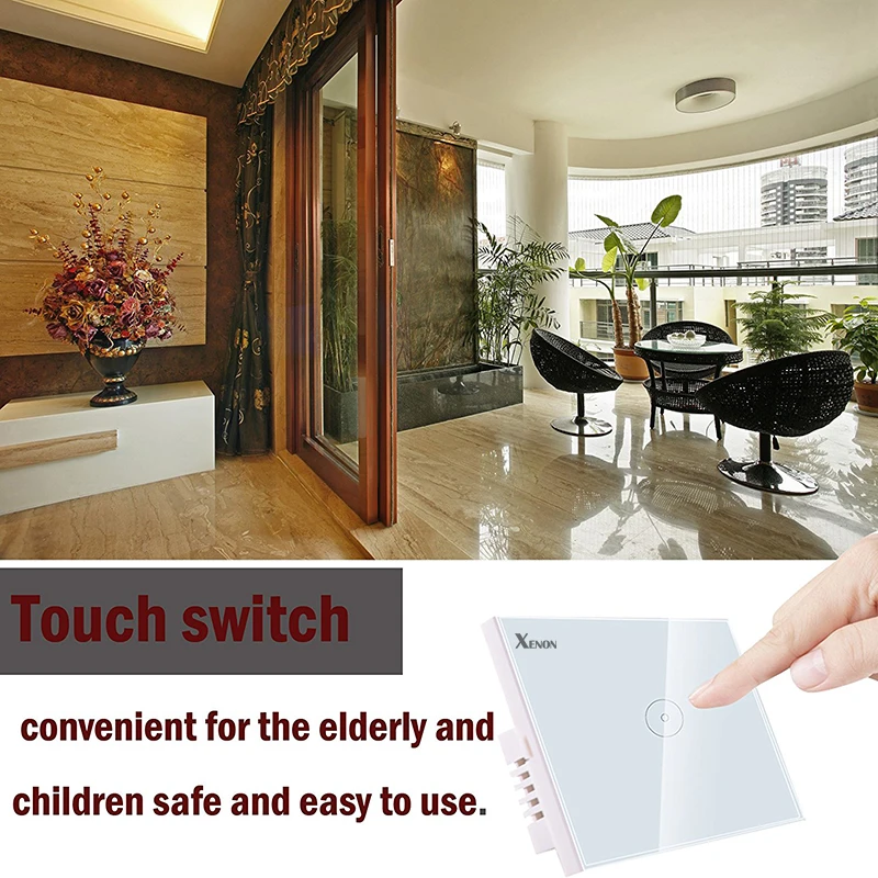 Xenon Wall Switch Work With Amazon Alexa Smart Wi-Fi button Glass Panel 1 gang Ivory White US Touch Light panel | Обустройство дома