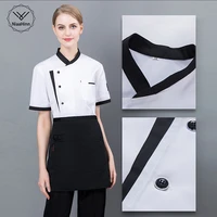 unisex restaurant uniform wholesale white kitchen chef uniform short sleevecook wear chef jacket apron bakery food service