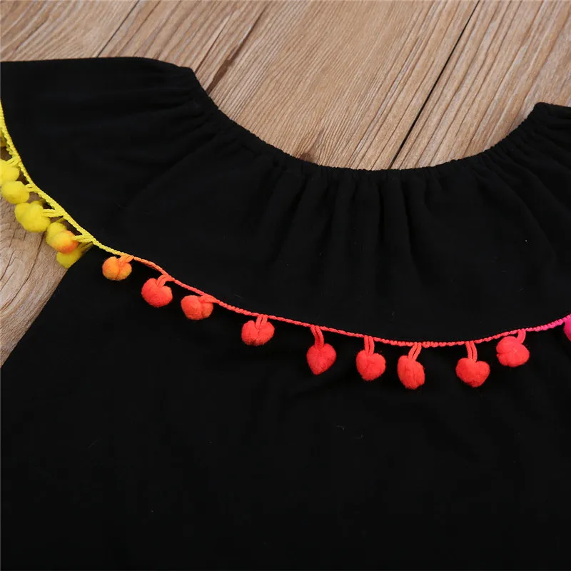 Летнее платье принцессы для девочек Красивое детское мини-платье с бахромой и