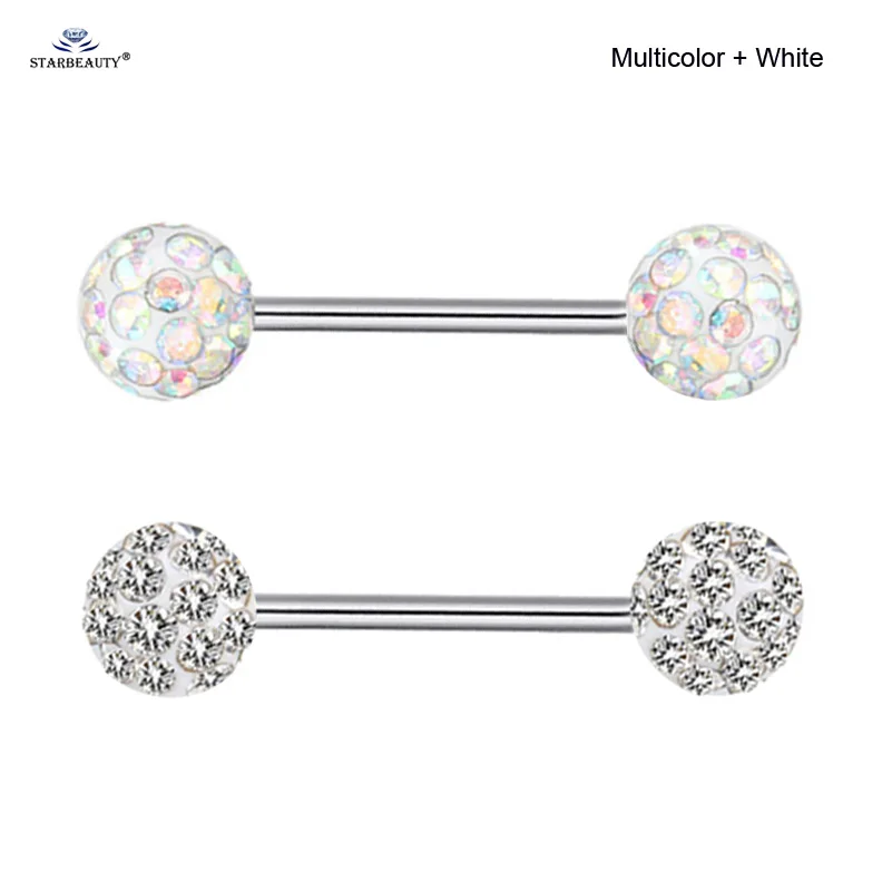 Multicolor and White Starbeauty 2 шт./лот 6 мм шаровое кольцо для соска язык кольцо-пирсинг в язык заводской пирсинг ювелирные изделия с подвеской в виде соски пирсинг тонгпирсинг - Окраска металла: Multicolor and White