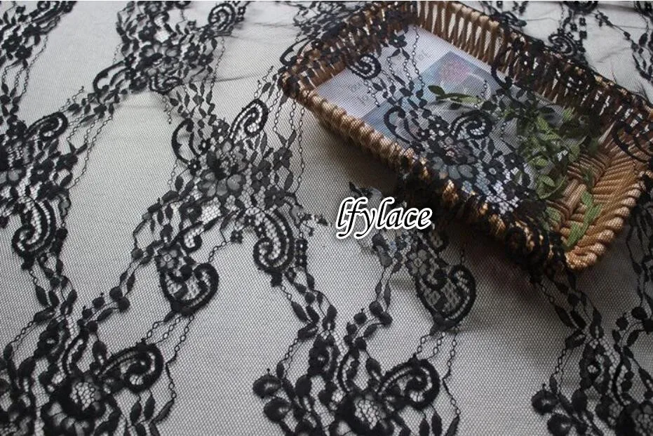 3 м/лот 150 см личный стиль ресничный край черно-белое платье с изысканное