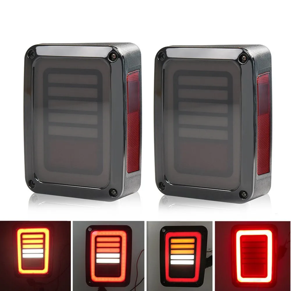 

Smoked LED Tail Lights For Jeep Wrangler Taillights For Jeep Wrangler JK JKU Sports, Sahara, Freedom Rubicon 2007 - 2016