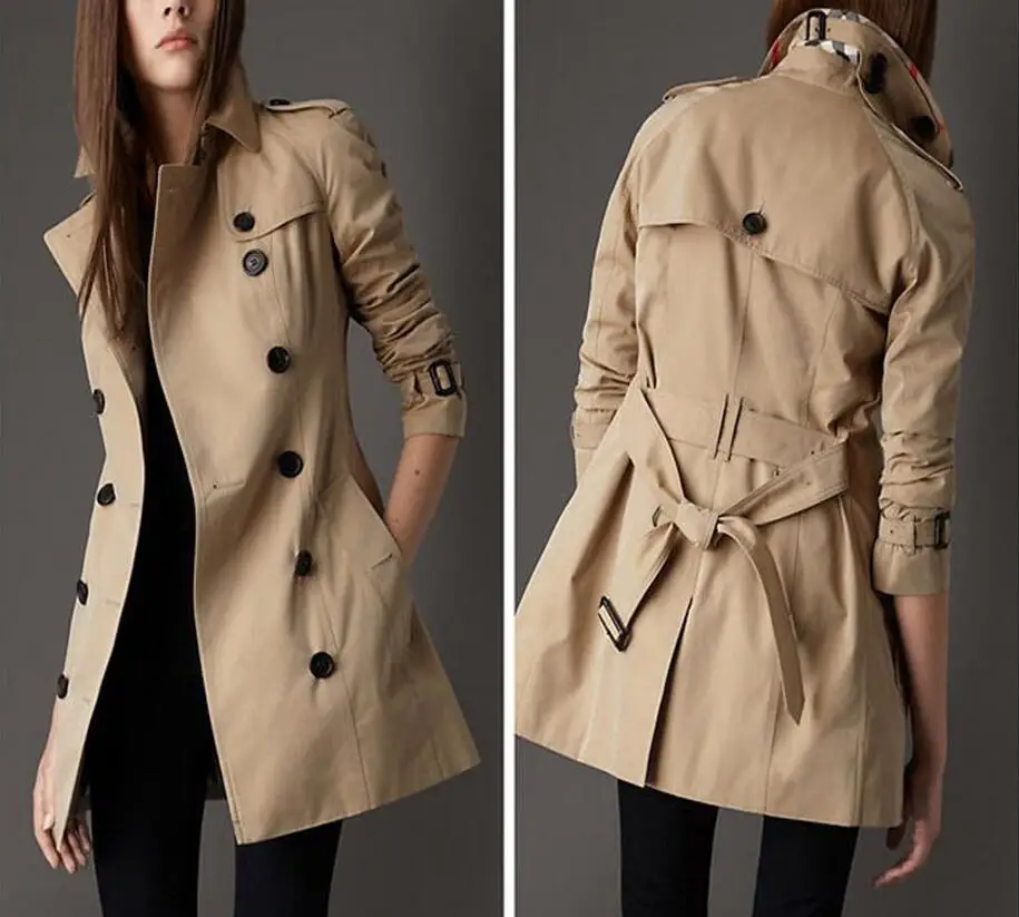 

S--5XL HOT / Spring Women New fashion Personalized custom large size Leisure Long Double-breasted Trench Coat