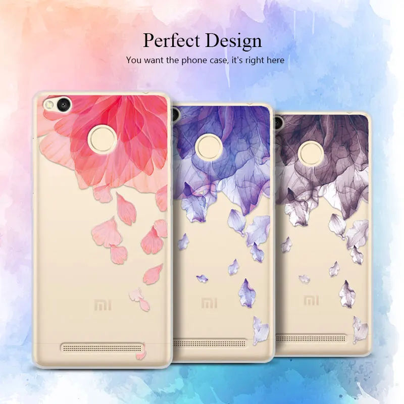 Cute Floral Printed Soft Slicone Case Cover For Xiaomi Redmi 3S 3D Relief Coque Lace Funda Hongmi 3Pro 3 S 5.0'' |