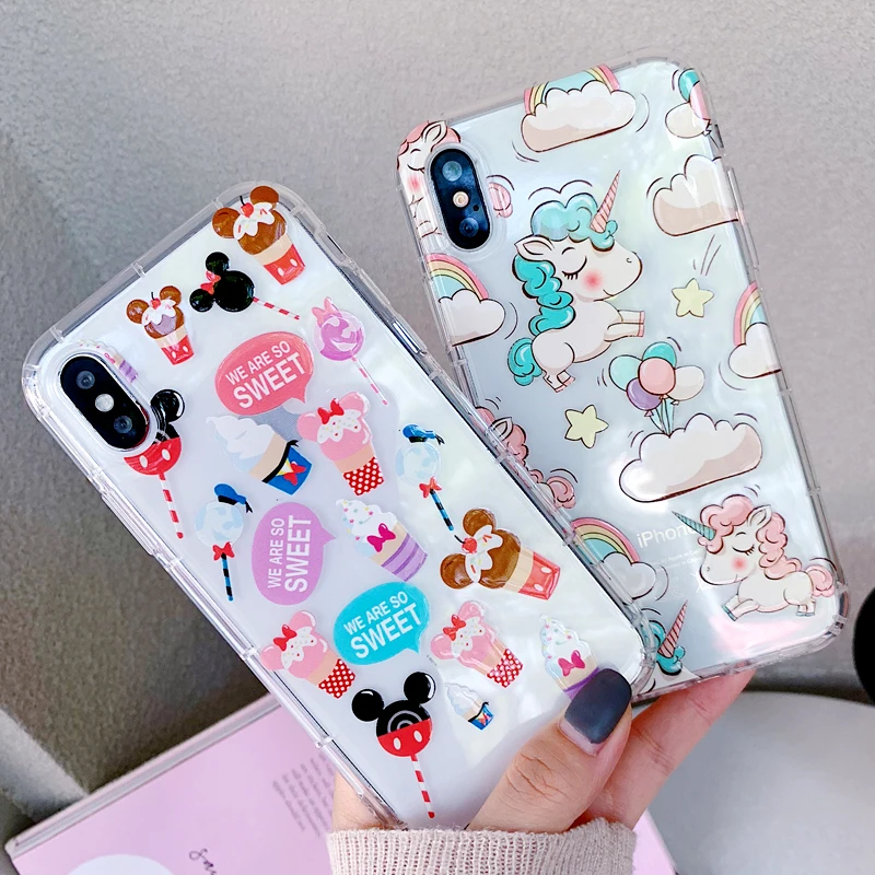 Для iphone XS max милый Единорог Минни подушка безопасности телефонные чехлы для 8 plus 7 6